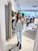 Oversized Strickpullover Hellgrau