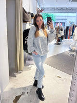 Oversized Strickpullover Hellgrau