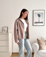 Jacke mit hohem Kragen Dots Taupe