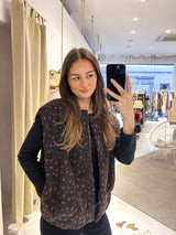 Steppweste mit Leomuster Braun