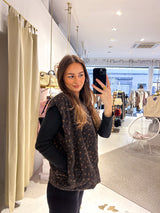 Steppweste mit Leomuster Braun