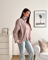 Jacke mit hohem Kragen Dots Taupe