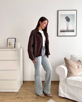 Jacke mit hohem Kragen Dots Braun