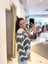 Strickpullover mit Wellenmuster Beige/Grau