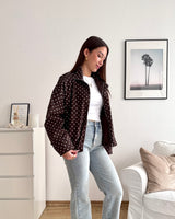 Jacke mit hohem Kragen Dots Braun