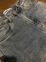 Wide Leg Jeans mit Steinchen Blau