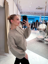 Kurze Oversized Strickjacke Taupe