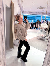 Kurze Oversized Strickjacke Taupe