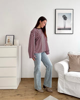 Longsleeve mit Streifen Braun/Rosa