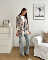 Blazer Basic mit Blumenmuster Beige