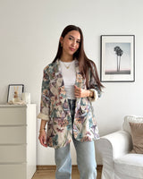 Blazer Basic mit Blumenmuster Beige