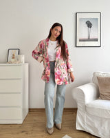 Blazer Basic mit Blumenmuster Rosa