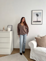 Feine Strickjacke Taupe
