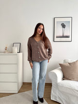 Feine Strickjacke Taupe