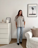 T-Shirt Creative my Services mit Streifen Olive/Rost