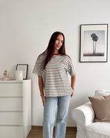 T-Shirt Creative my Services mit Streifen Olive/Rost
