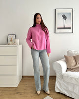 Strickjacke mit Zipper Pink