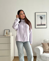 Strickjacke mit Zipper Flieder