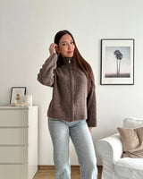 Strickjacke mit Zipper Braun