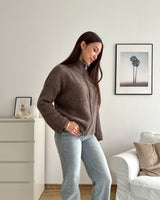 Strickjacke mit Zipper Braun