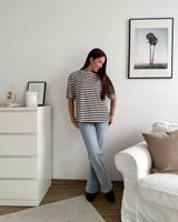 T-Shirt Creative my Services mit Streifen Hellblau/Braun