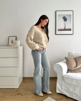 Strickjacke gestreift Taupe