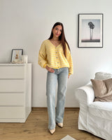 Strickjacke gestreift Gelb