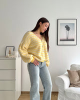 Strickjacke gestreift Gelb