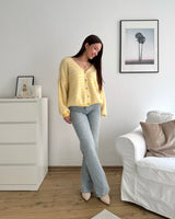 Strickjacke gestreift Gelb
