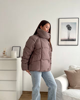 Puffer Jacke mit hohem Kragen Taupe