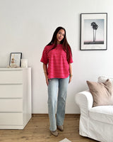T-Shirt mit Streifen Pink/Rot