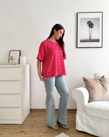 T-Shirt mit Streifen Pink/Rot