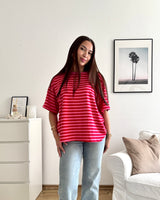 T-Shirt mit Streifen Pink/Rot