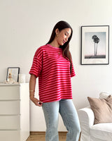 T-Shirt mit Streifen Pink/Rot