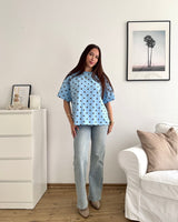 T-Shirt mit Dots Blau/Braun