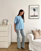T-Shirt mit Dots Blau/Braun
