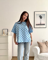 T-Shirt mit Dots Blau/Braun