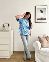T-Shirt mit Dots Blau/Braun