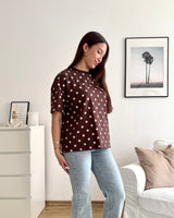 T-Shirt mit Dots Braun/Weiß