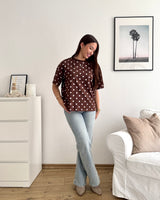 T-Shirt mit Dots Braun/Weiß