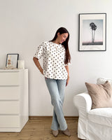 T-Shirt mit Dots Weiß/Braun