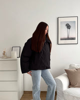 Kurze Oversized Puffer Jacke Schwarz