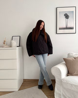 Kurze Oversized Puffer Jacke Schwarz
