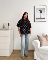 T-Shirt mit Dots Schwarz/Weiß