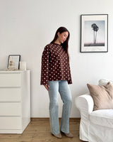 Longsleeve mit Dots Braun/Weiß