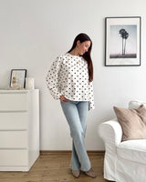 Longsleeve mit Dots Weiß/Braun