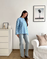 Longsleeve mit Dots Hellblau/Braun