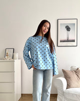 Longsleeve mit Dots Hellblau/Braun