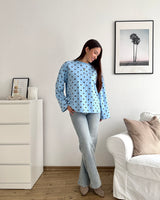 Longsleeve mit Dots Hellblau/Braun