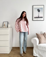 Longsleeve mit Dots Rosa/Braun